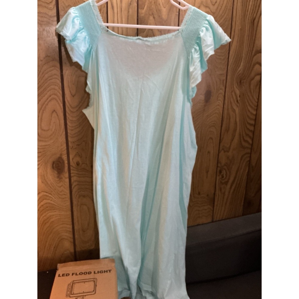 Vintage Vanity Fair Blue Pink Lace Trim Nightgown Size XL Made in USA 70s - Picture 8 of 11